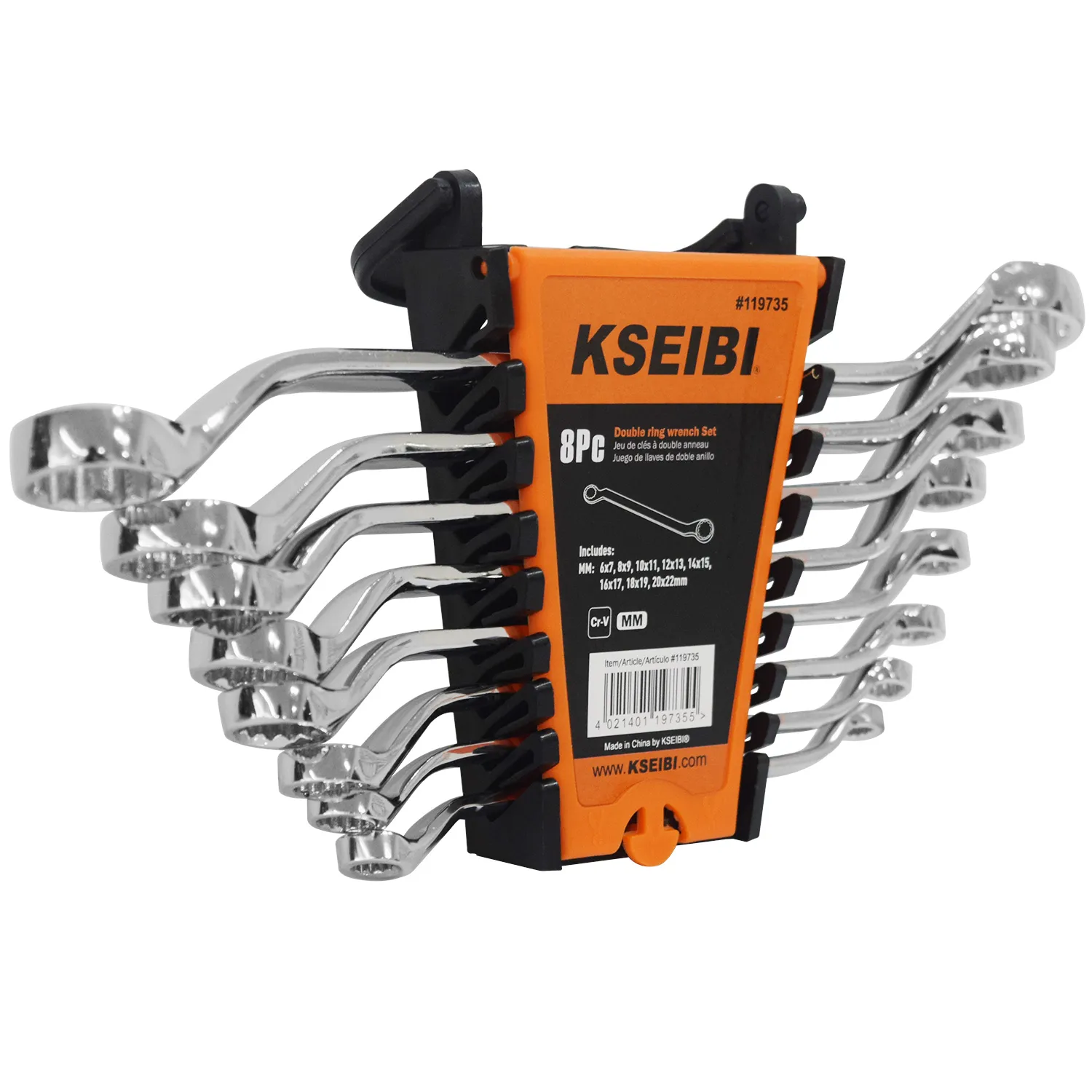 119735 - KSEIBI Double Ring Wrench Set 8-Pc/Rack