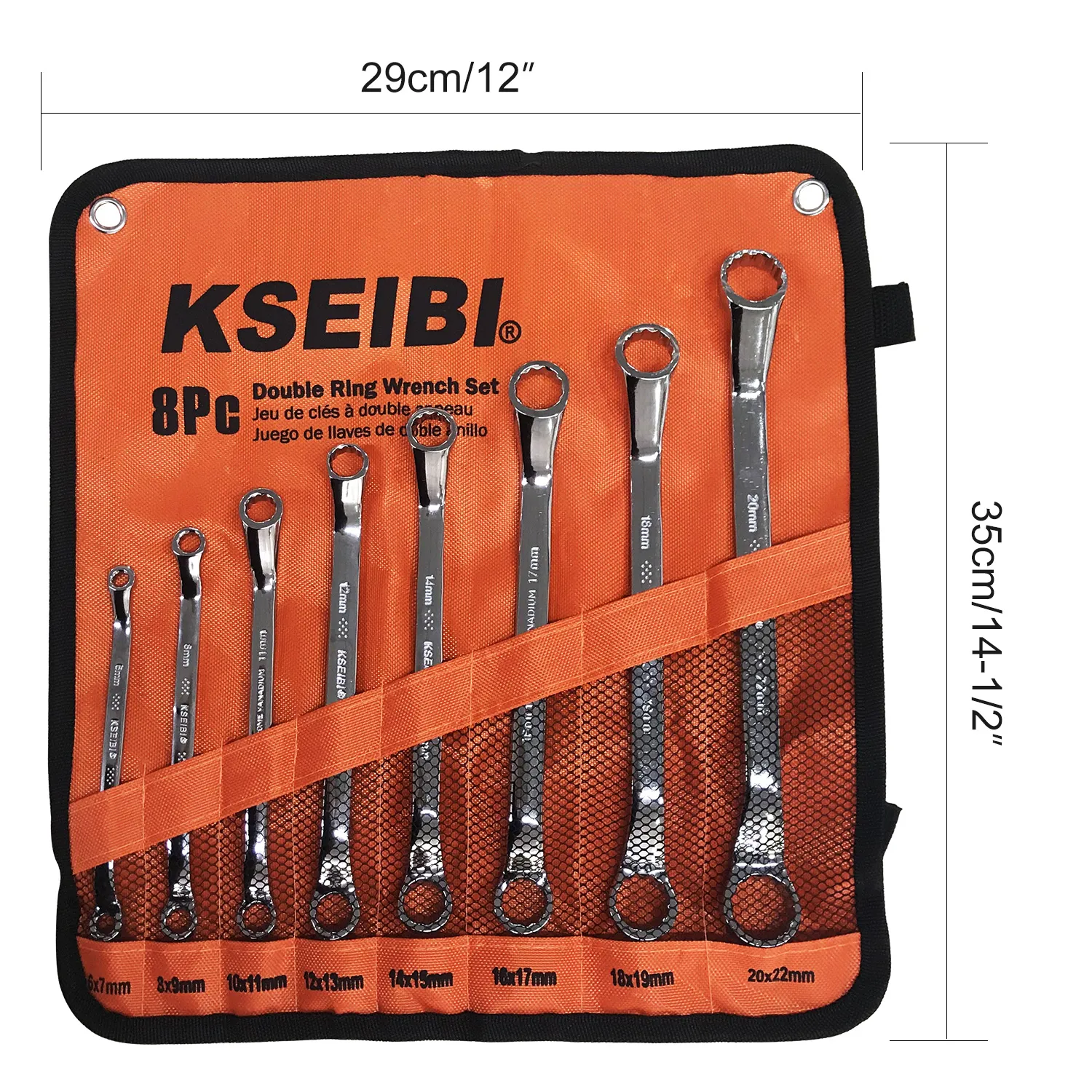 119740 - KSEIBI Double Ring Wrench Set 8-Pc/Cloth Bag