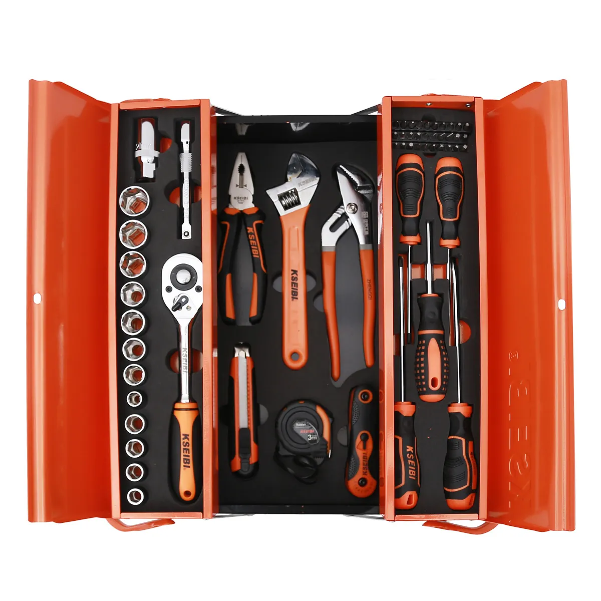 221036 - KSEIBI Tool Box 3compartments Machinest Tool Set 62PCS
