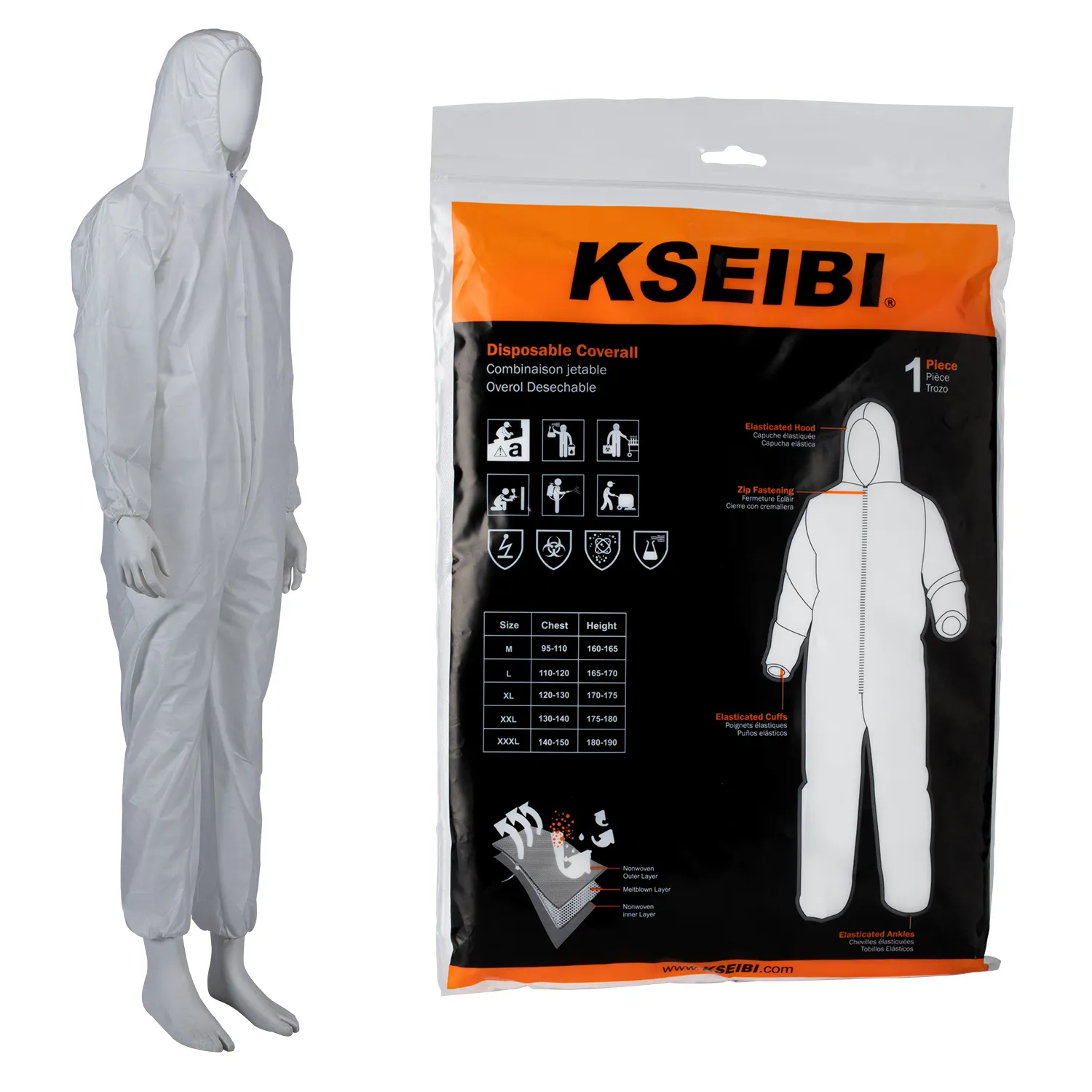 431113 - KSEIBI Disposable Coverall Hooded Paint Suit XL