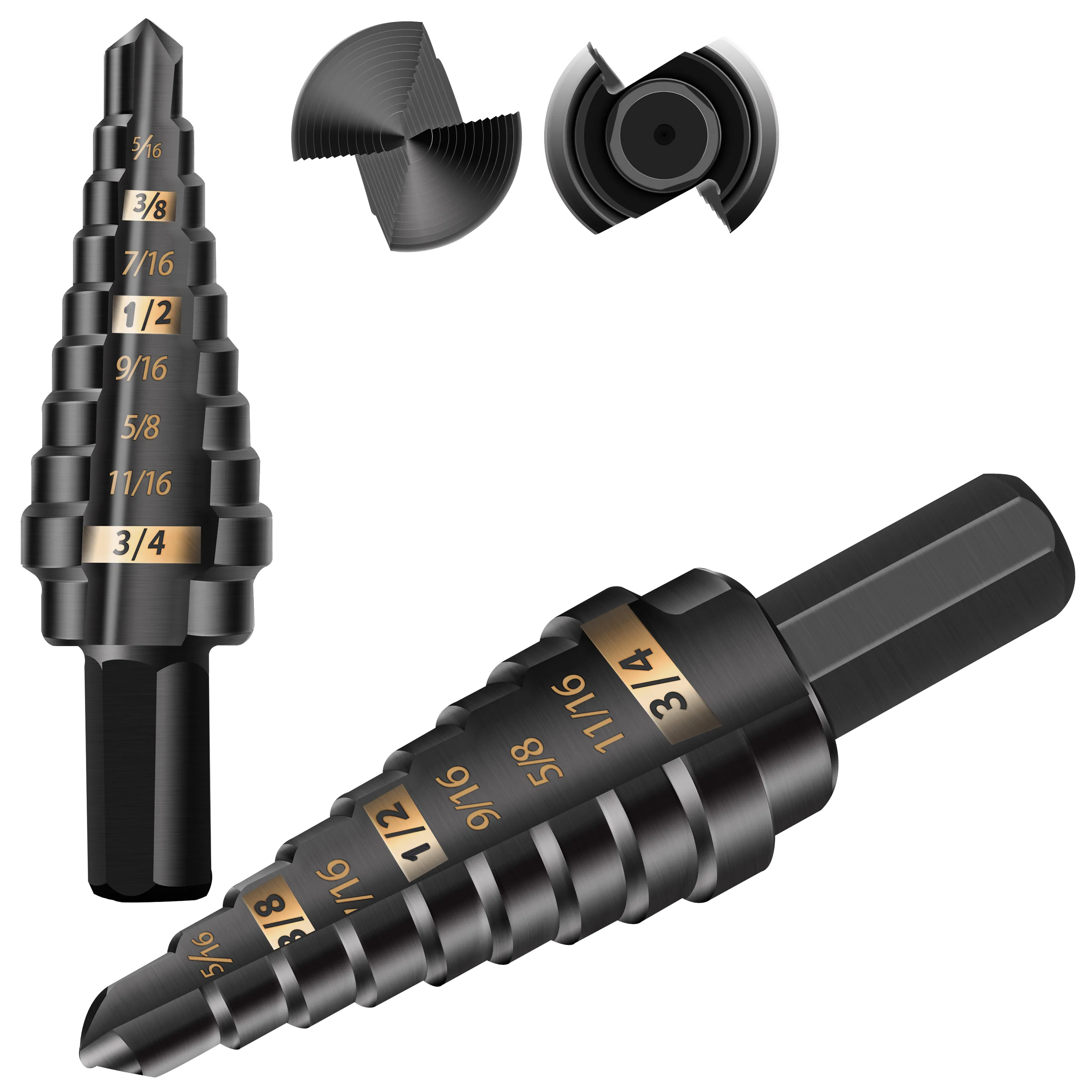 575082 - KSEIBI Hss Step Drill Bits/Inch 7/8" - 1-3/8" / 5 steps