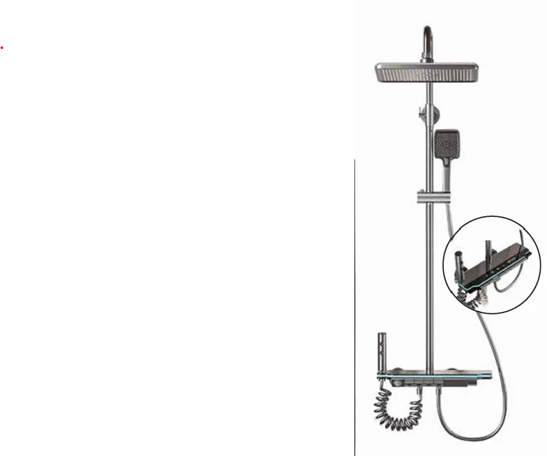 SHOWER SET Piano Type Grey Digital w LED