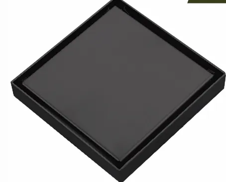 Tile Drain 15x15cm Black Striaght Edge