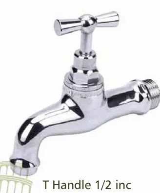 T HANDLE BIBCOCK 1/2" CHROME