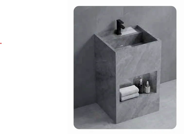 WUDU MARBLE BASIN Grey w Faucet