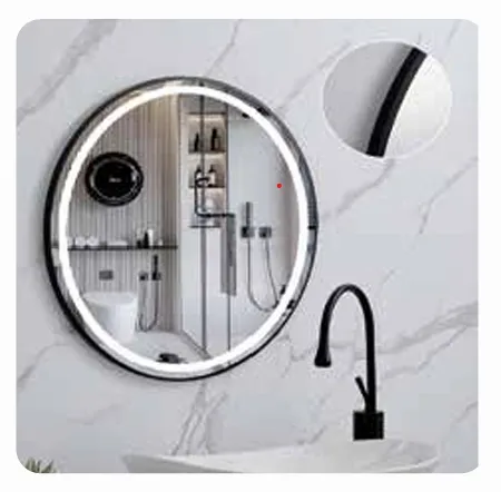 Round Mirror LED 60cm w Frame Black