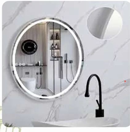 Round Mirror LED 80cm w Frame White
