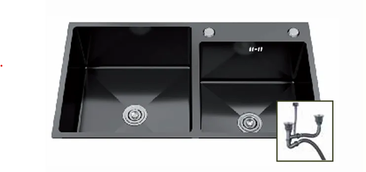 SS Sink Double 80x45cm Black