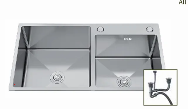 SS Sink Double 80x45cm Silver