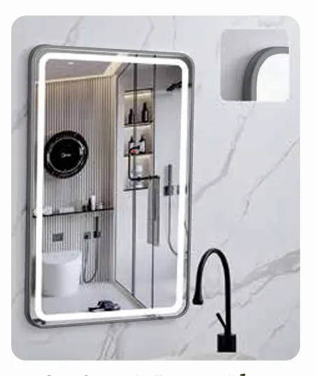 Rectangle Mirror LED 80x60cm w Frame Grey