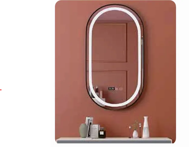 Stadium Mirror LED 120x50cm w Frame Black