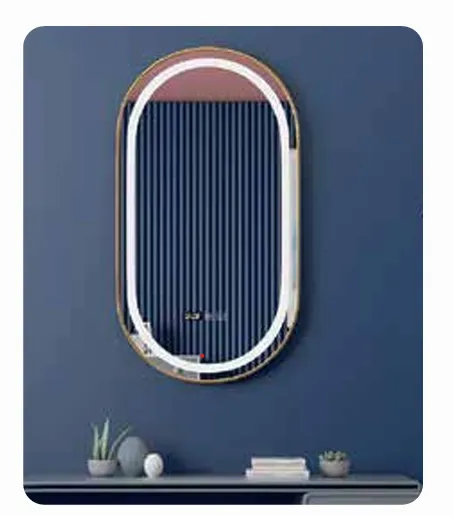 Stadium Mirror LED 120x50cm w Frame Gold