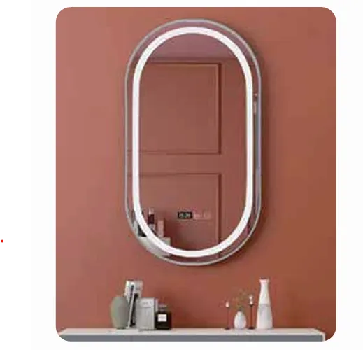 Stadium Mirror LED 120x50cm w Frame Silver