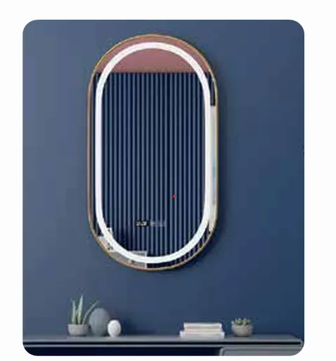 Stadium Mirror LED 80x50cm w Frame Gold