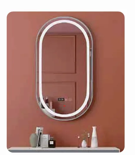 Stadium Mirror LED 80x50cm w Frame Silver