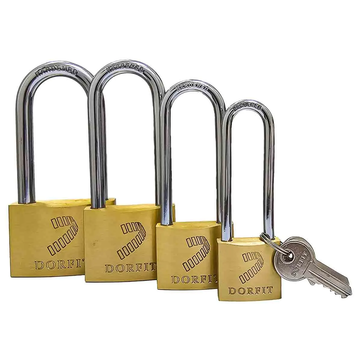 Dorfit Padlock With Long Shackle DTPL 30 mm Brass Body with Steel Shackle Brass