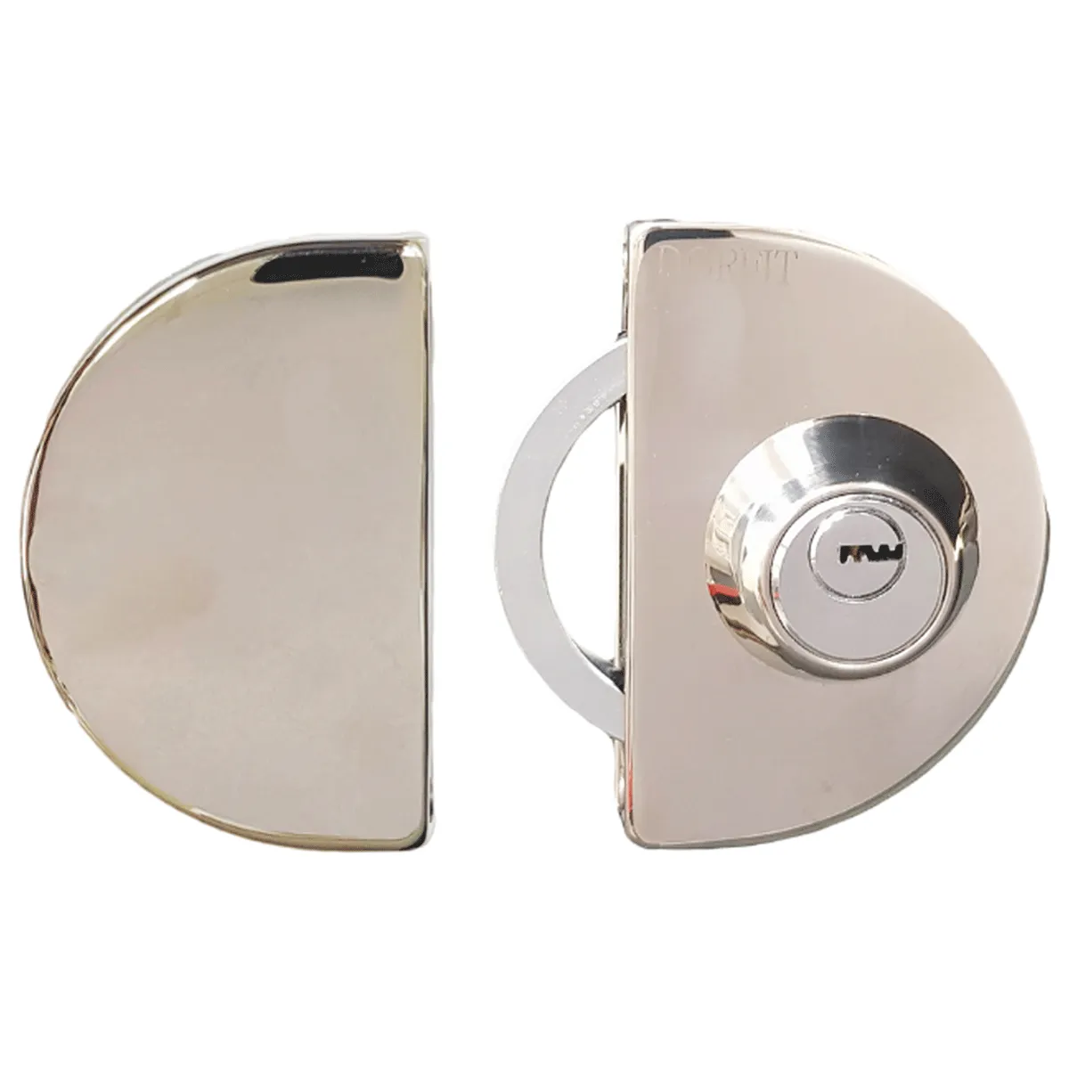 Dorfit Glass Door Center Lock, Key/Key DT010 100x66x50mm Stainless Steel Polished Stainless Steel
