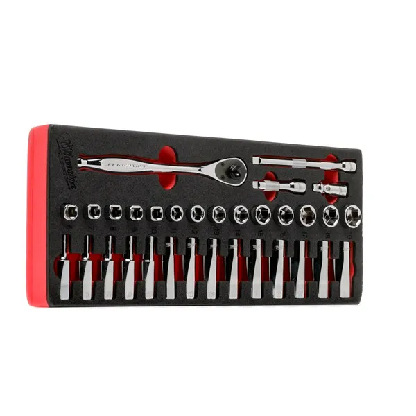 MILWAUKEE RATCHET AND SOCKET - FOAM INSERT | 32 PCS SET | 3/8 - DISPLAY