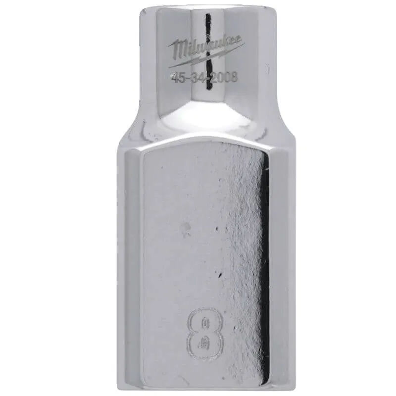 MILWAUKEE 1/2 DRIVE CHROME SOCKET WITH FOUR FLAT SIDES, METRIC STANDARD | 8 MM - DISPLAY