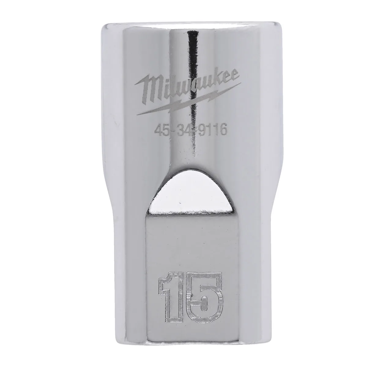 MILWAUKEE 1/2 DRIVE CHROME SOCKET WITH FOUR FLAT SIDES, METRIC STANDARD | 15 MM - DISPLAY