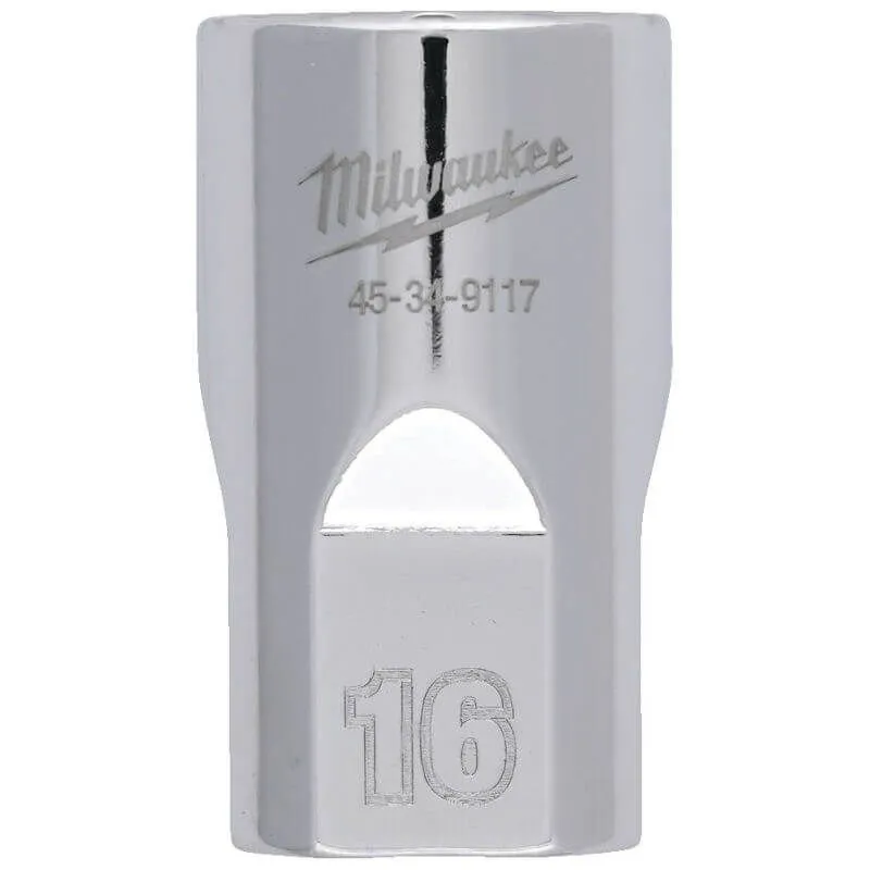 MILWAUKEE 1/2 DRIVE CHROME SOCKET WITH FOUR FLAT SIDES, METRIC STANDARD | 16 MM - DISPLAY