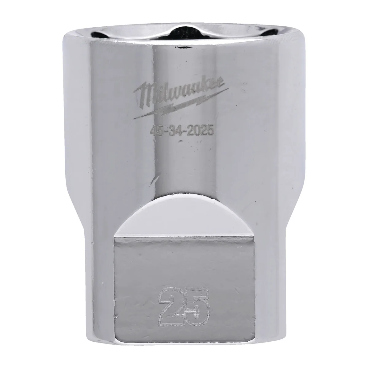 MILWAUKEE 1/2 DRIVE CHROME SOCKET WITH FOUR FLAT SIDES, METRIC STANDARD | 25 MM - DISPLAY