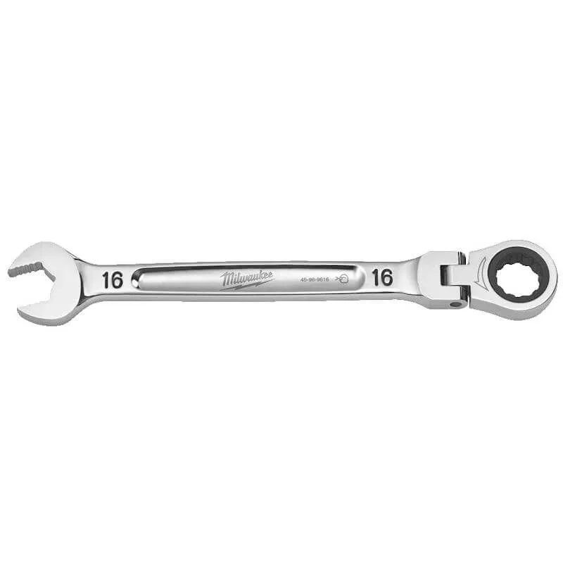 MILWAUKEE MAX BITE™ FLEXIBLE HEAD RATCHETING COMBINATION SPANNER | 16 MM - DISPLAY