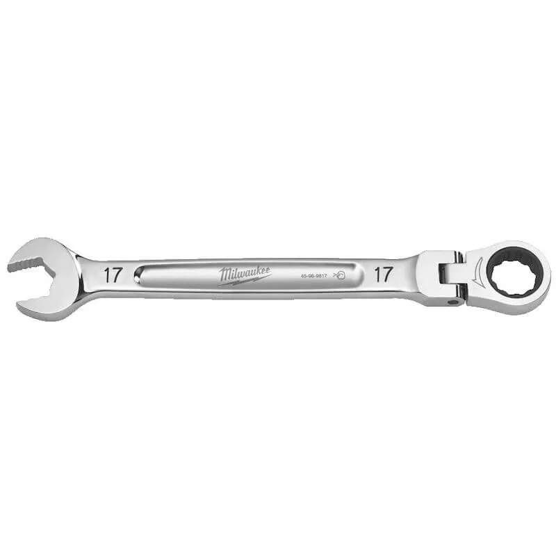 MILWAUKEE MAX BITE™ FLEXIBLE HEAD RATCHETING COMBINATION SPANNER | 17 MM - DISPLAY