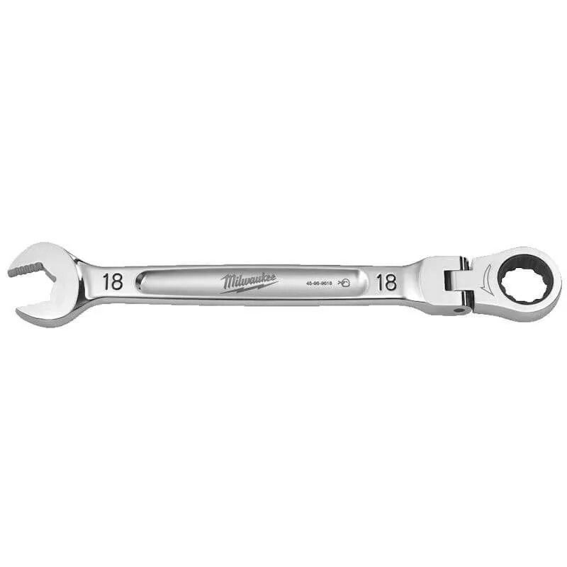 MILWAUKEE MAX BITE™ FLEXIBLE HEAD RATCHETING COMBINATION SPANNER | 18 MM - DISPLAY