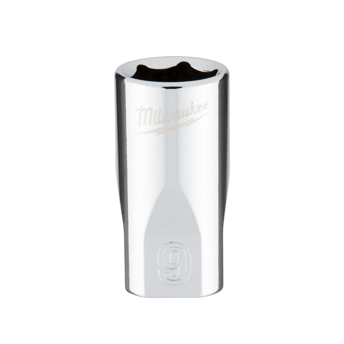 MILWAUKEE 1/4 DRIVE CHROME SOCKET WITH FOUR FLAT SIDES, METRIC STANDARD | 9 MM - DISPLAY