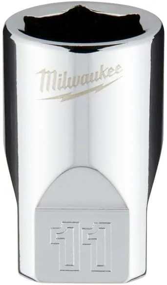 MILWAUKEE 1/4 DRIVE CHROME SOCKET WITH FOUR FLAT SIDES, METRIC STANDARD | 11 MM - DISPLAY