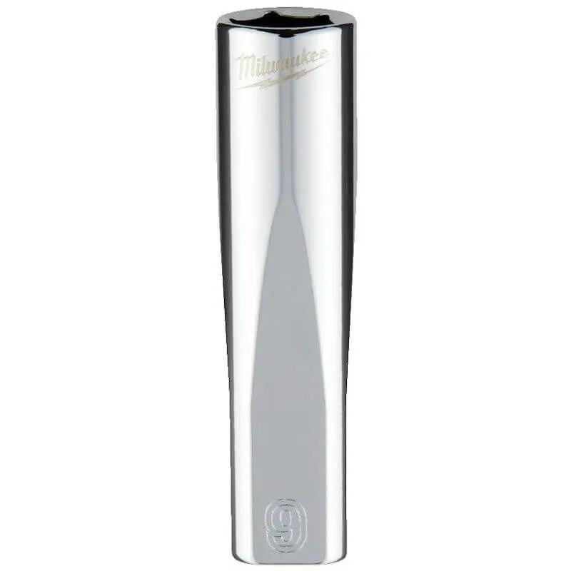 MILWAUKEE 1/4 DRIVE CHROME SOCKET WITH FOUR FLAT SIDES, METRIC DEEP | 9 MM - DISPLAY