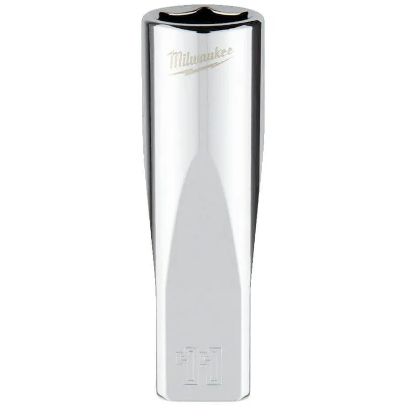 MILWAUKEE 1/4 DRIVE CHROME SOCKET WITH FOUR FLAT SIDES, METRIC DEEP | 11 MM - DISPLAY