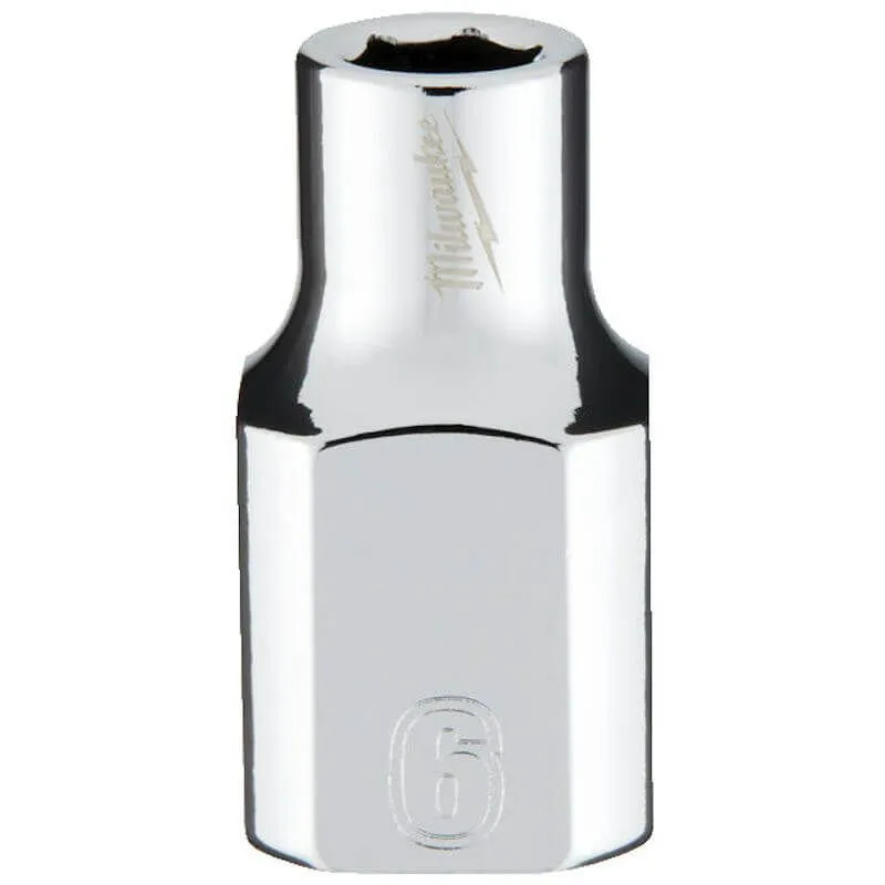 MILWAUKEE 3/8 DRIVE CHROME SOCKET WITH FOUR FLAT SIDES, METRIC STANDARD | 6 MM - DISPLAY