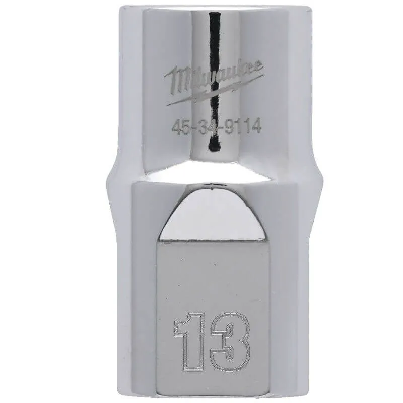 MILWAUKEE 1/2 DRIVE CHROME SOCKET WITH FOUR FLAT SIDES, METRIC STANDARD | 13 MM - DISPLAY