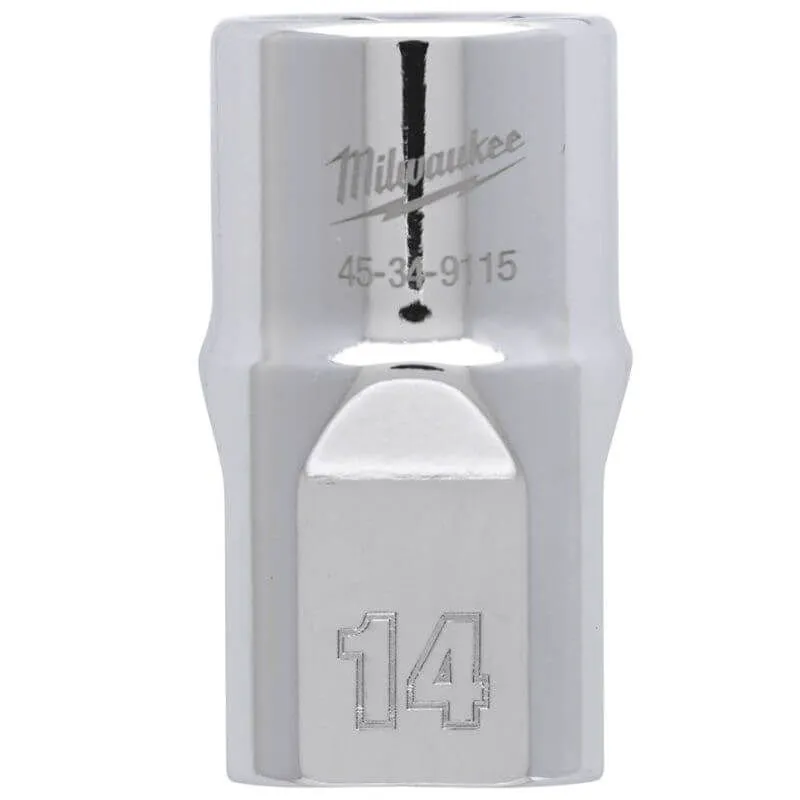 MILWAUKEE 1/2 DRIVE CHROME SOCKET WITH FOUR FLAT SIDES, METRIC STANDARD | 14 MM - DISPLAY