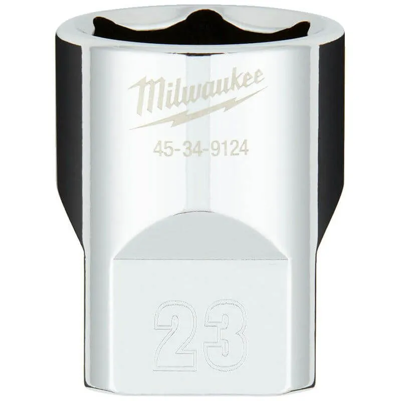 MILWAUKEE 1/2 DRIVE CHROME SOCKET WITH FOUR FLAT SIDES, METRIC STANDARD | 23 MM - DISPLAY