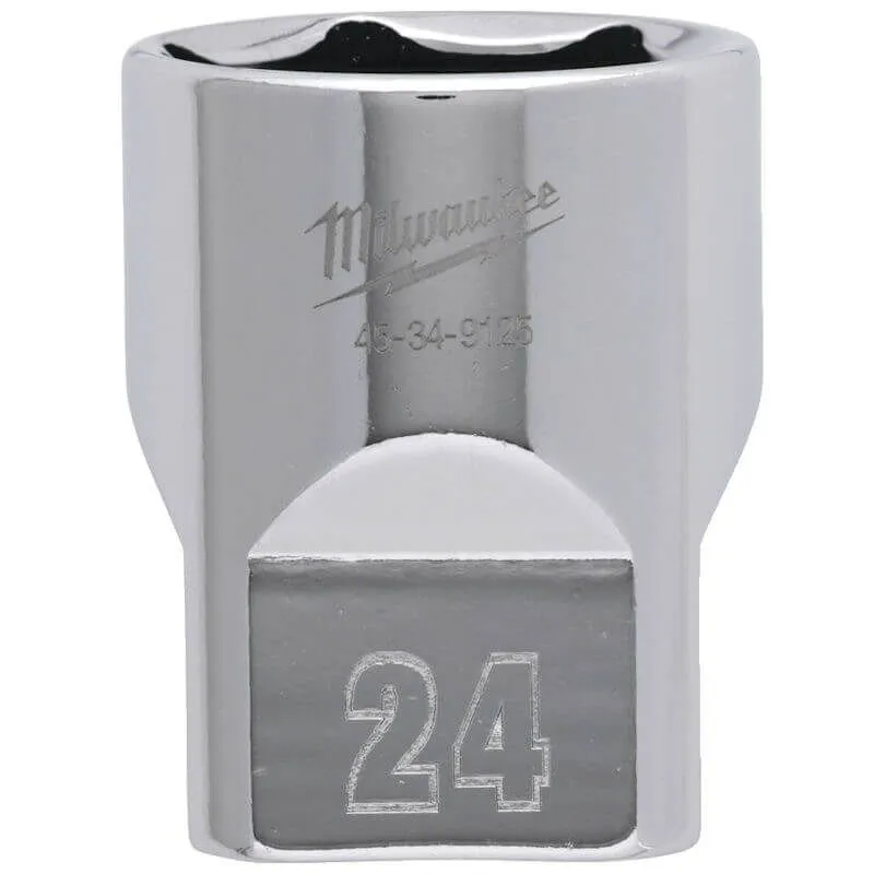 MILWAUKEE 1/2 DRIVE CHROME SOCKET WITH FOUR FLAT SIDES, METRIC STANDARD | 24 MM - DISPLAY
