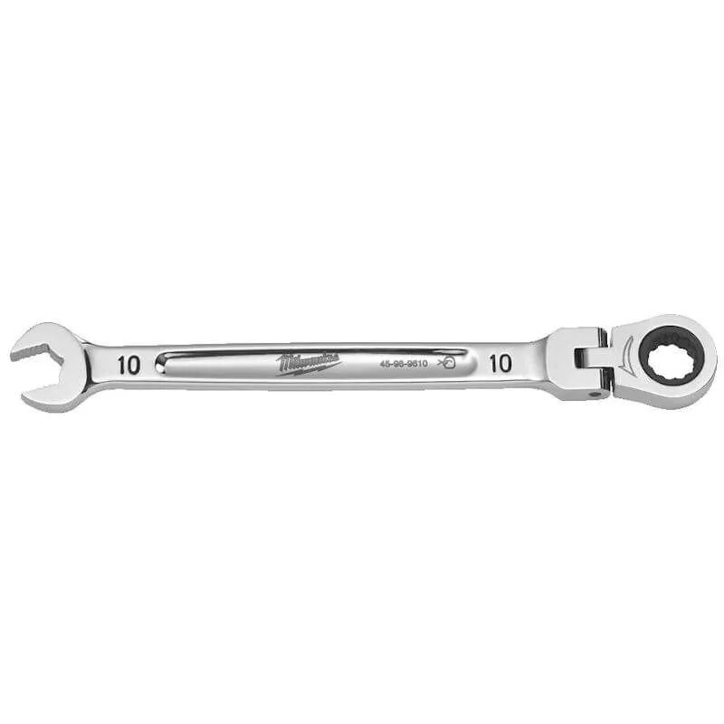 MILWAUKEE MAX BITE™ FLEXIBLE HEAD RATCHETING COMBINATION SPANNER | 10 MM - DISPLAY