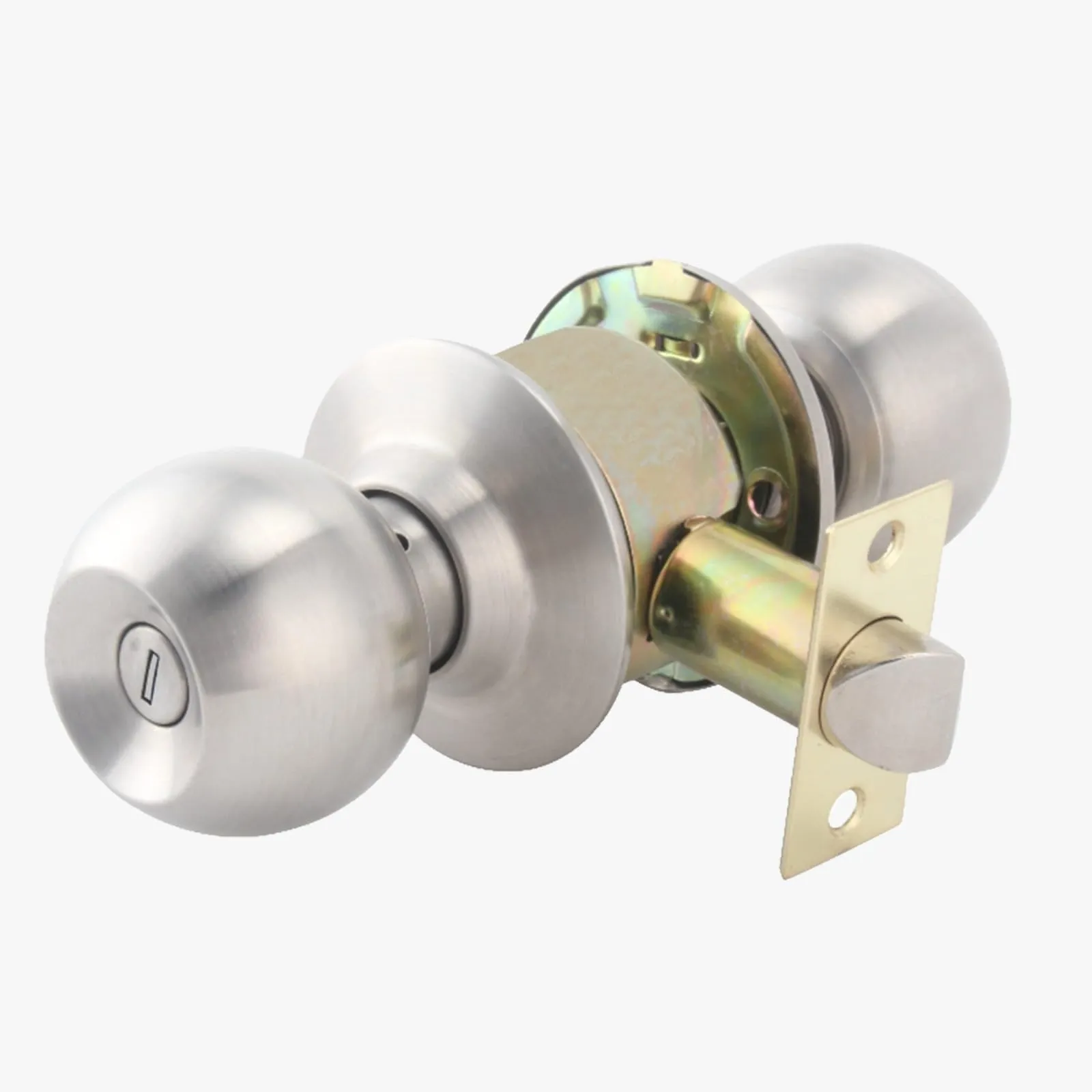 Link Stainless Steel Door Knob Set - Entrance Lockset with Bored Lock Mechanism, for Door Thickness 35mm to 45mm.