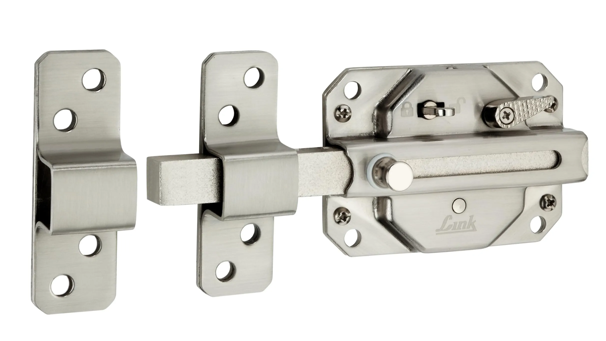 Link Sparta 6 Turn Door Lock - Brass Cylinder with 3 Hi-Tech Keys, Main Door Lock, Double Door Compatibility (Stainless Steel)