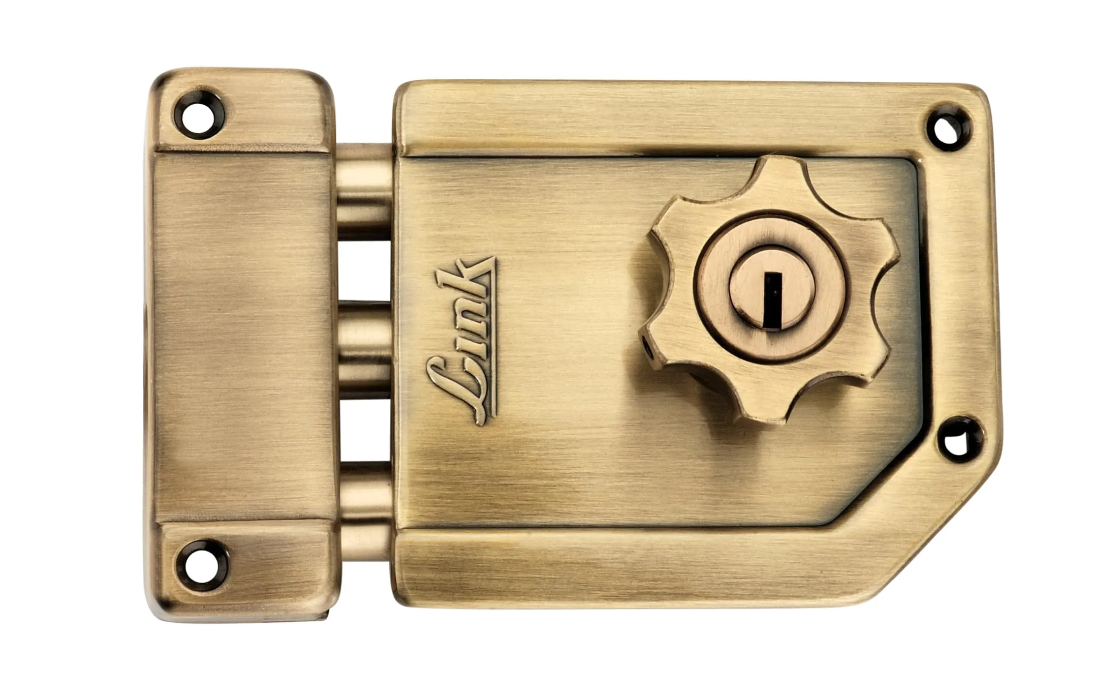 Link Tornado Rim Lock for Door | Double Action Movement Lock with 4 Hi-Tech Keys for Home, Office with Unique Rotary Knob | Both Side Key, Vintage Antique | 10 Years Warranty