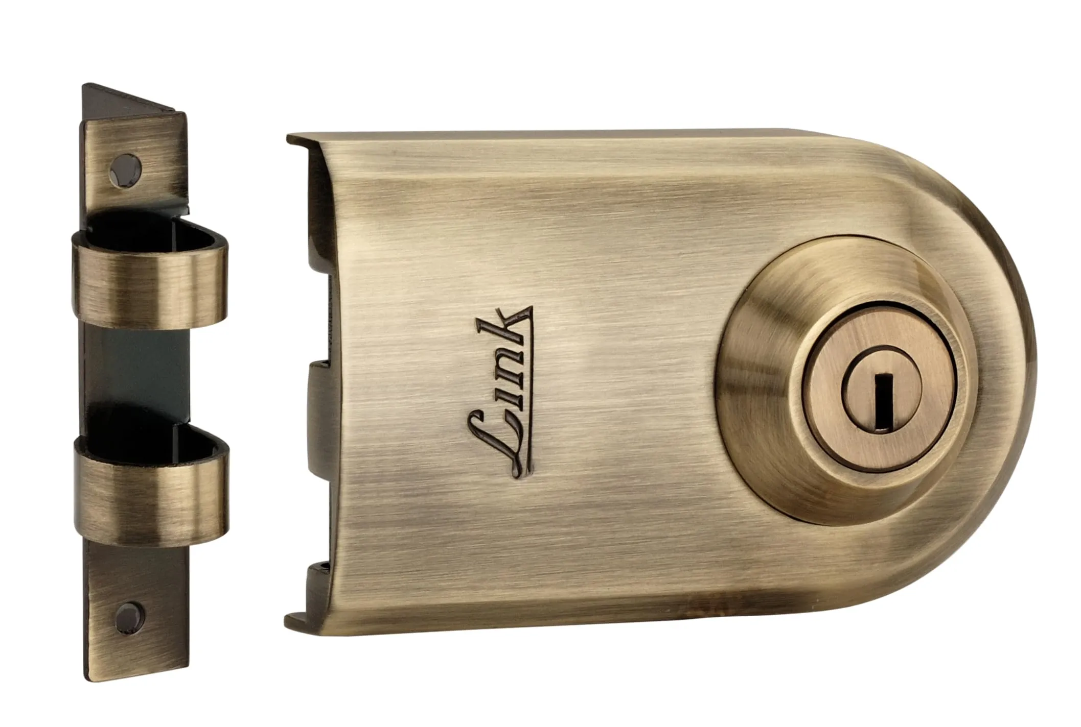 Link Boltica Rim Door Lock | High Durability with 3 Hi-Tech Brass Keys| 50K More Than Cycle Tested BSK-Antique | Heavy Duty Lock Home, Office| Suitable for Double Doors|10 Years Warranty