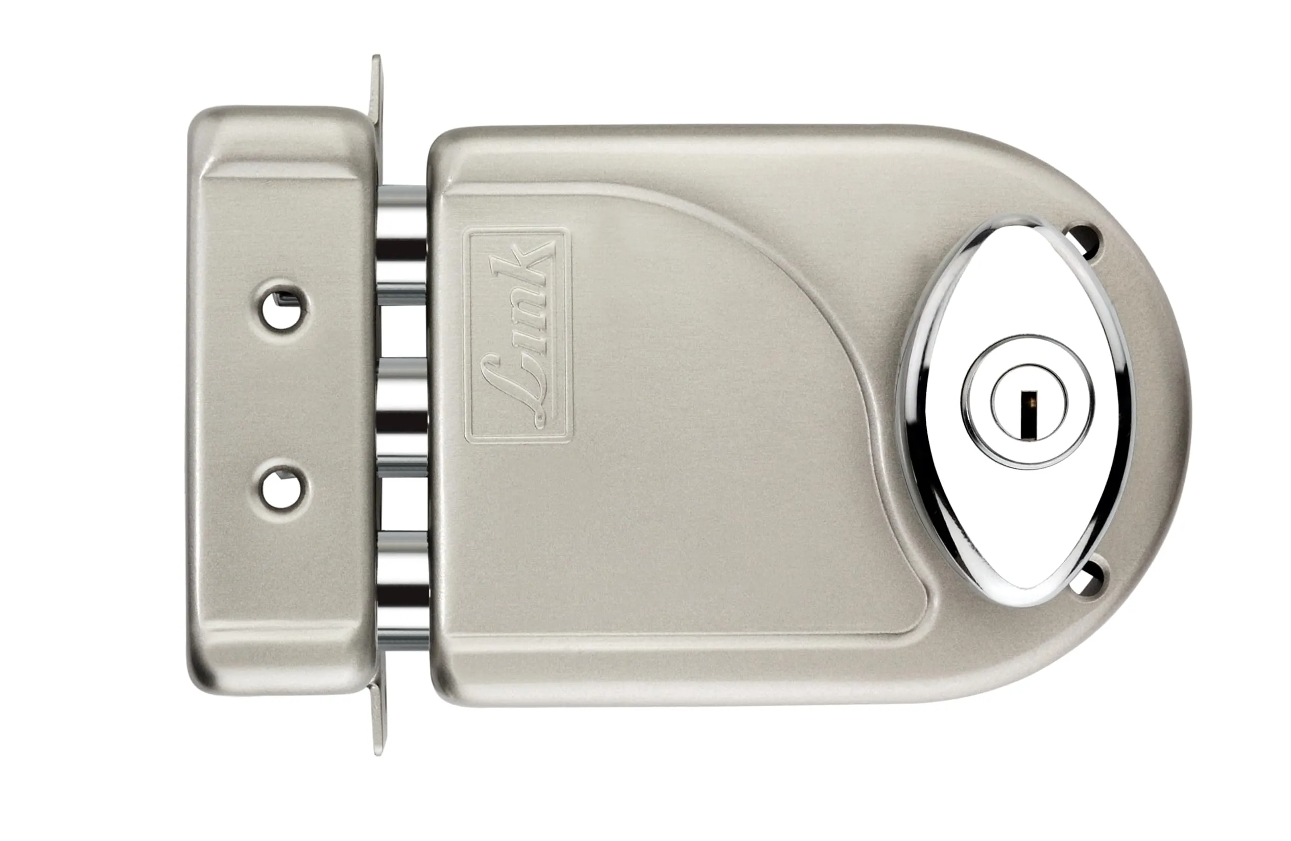 Link Heavy-Duty Main Door Rim Lock with 14-Pin Dimple Key Technology, Big Oval Silver Knob, and 3 Dead Bolts with Both Side Key | Silver | 10 Years Warranty