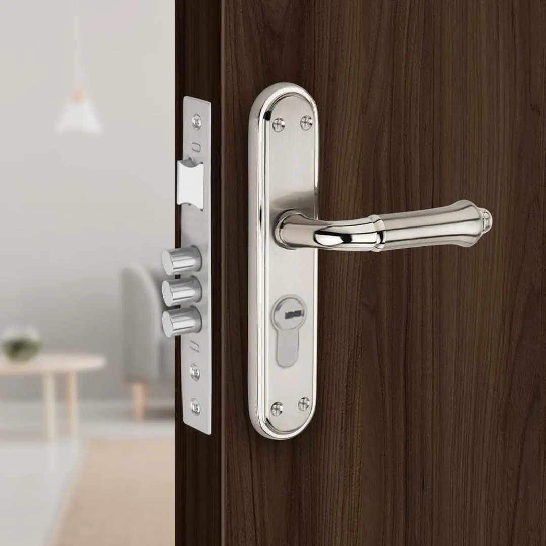 Link Lotus Mortise Lock |for Main & Internal Door in Home/Office/Hotel | 8 Inches Heavy Duty Handle Set with One Side Key Access, 3 Keys |SS Finish|5 Years Warranty