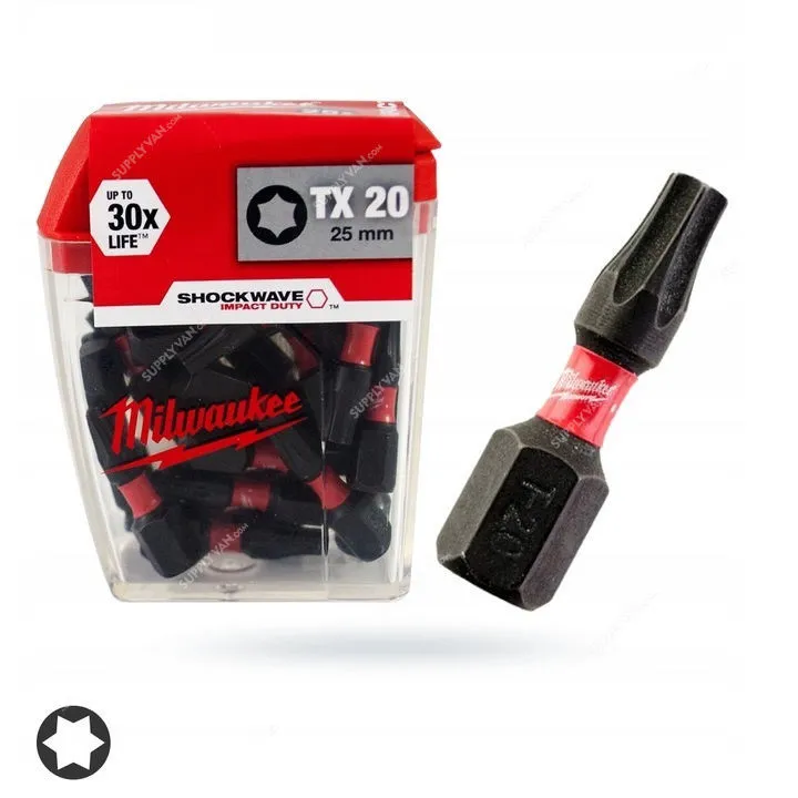 MILWAUKEE SCREWDRIVER BIT    SHW CD TX20 25MM-25PC