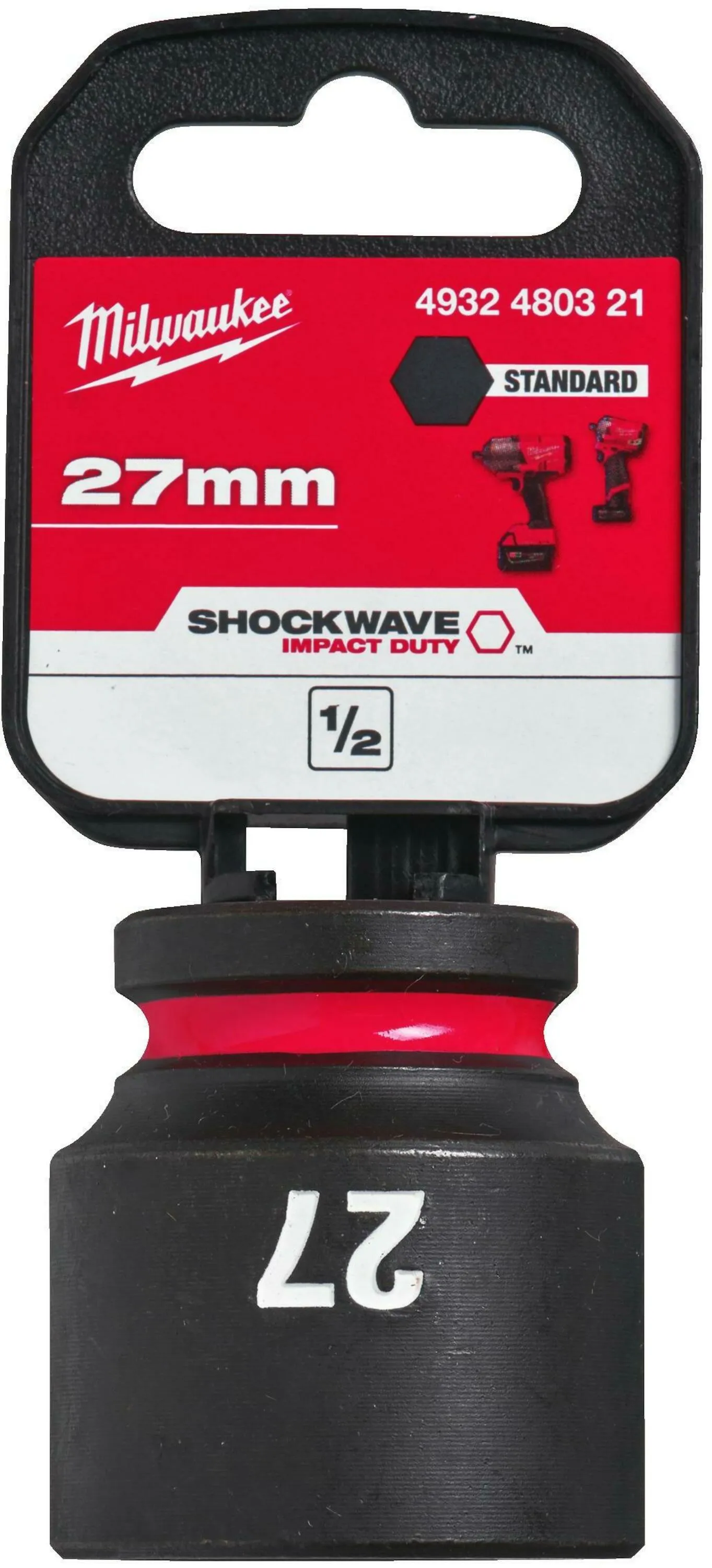 MILWAUKEE SHOCKWAVE 1/2 SQUARE SHORT SOCKET | 27 MM