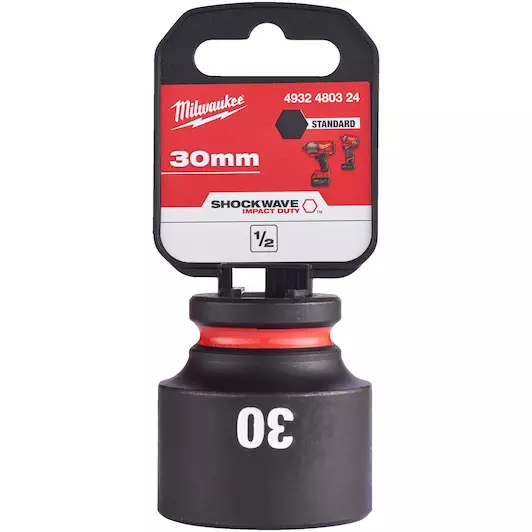 MILWAUKEE SHOCKWAVE 1/2 SQUARE SHORT SOCKET | 30 MM