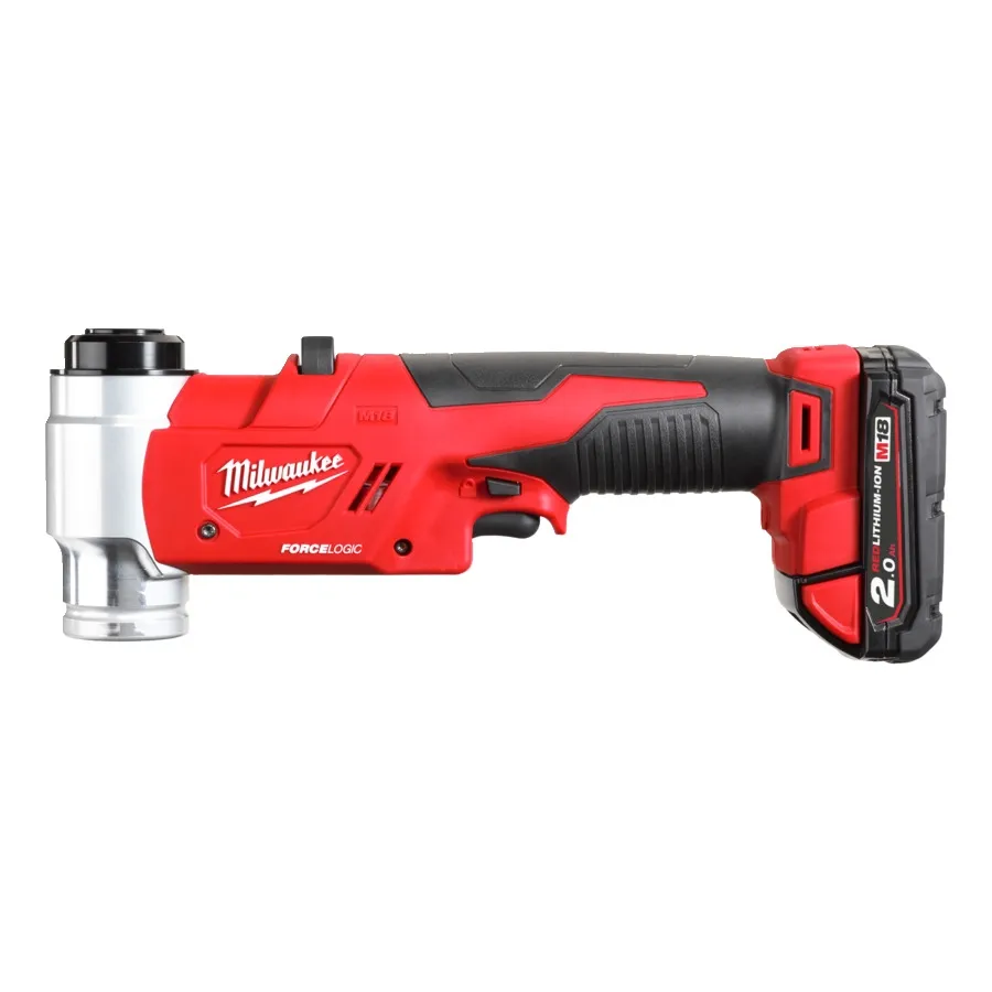 MILWAUKEE M18 FORCE LOGIC HYDRAULIC KNOCKOUT PUNCH, 1 X 2.0 AH BAT PACK, M12-18 C CHR, KITBOX|[M18HKP-201C]