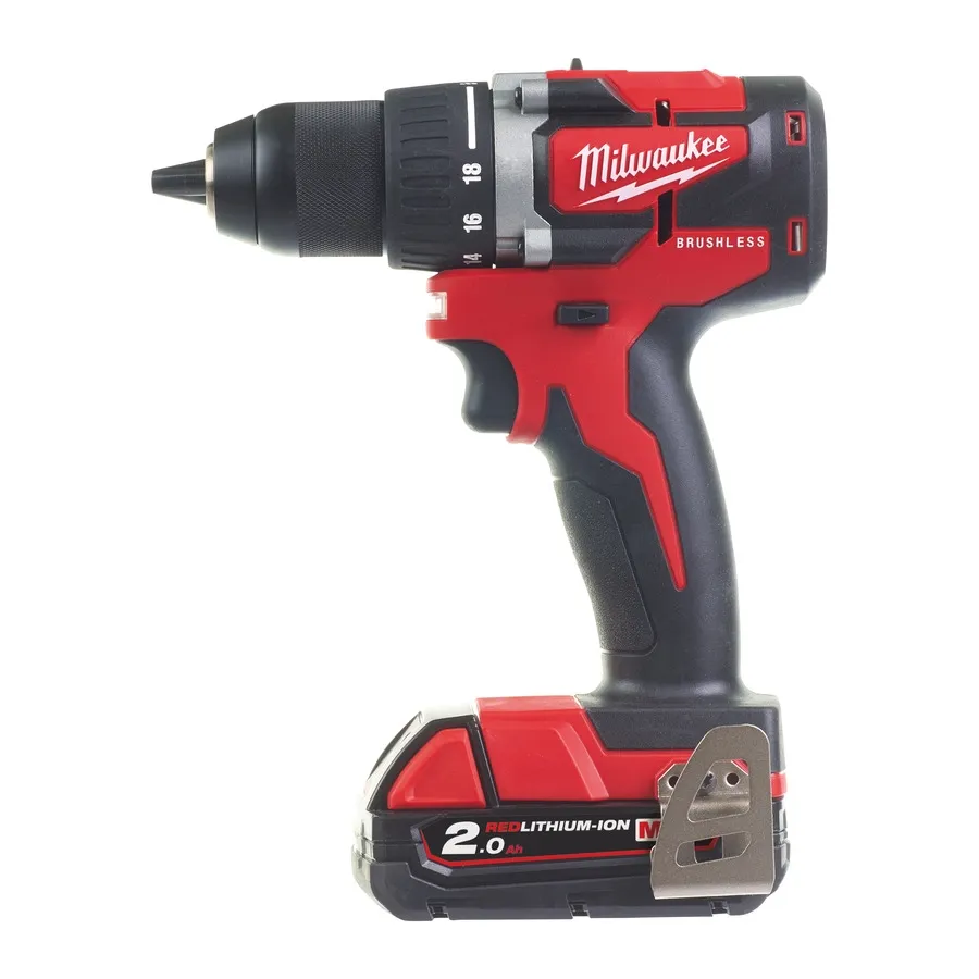 MILWAUKEE M18 COMPACT BRUSHLESS DRILL DRIVER KIT | 2 X 2.0 AH BAT + CHARGER + KITBOX|[M18CBLDD-202C]